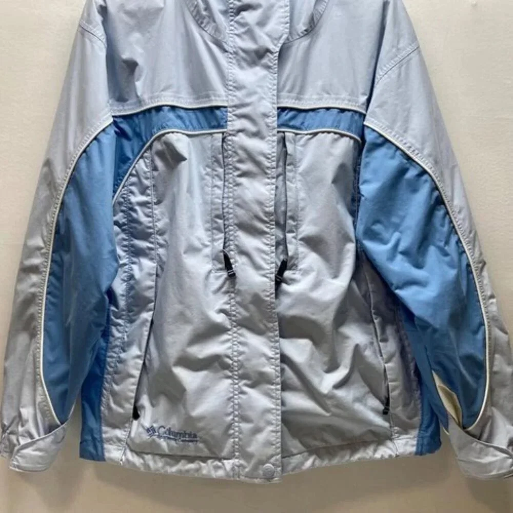 Columbia‎ Ski Jacket Women's XL Light Blue Core Interchange Hooded Winter Coat